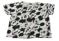 Bílo-černé crop tričko s Mickeym 