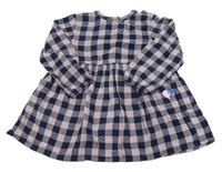 Růžovo-tmavomodré kostkované šaty Benetton