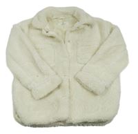 Smetanová huňatá podšitá bunda s límečkem H&M