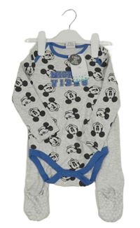 Nové - 2 set - šedé body s Mickeym + šedé polodupky s Mickeym Disney
