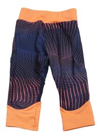 Tmavomodro-oranžové vzorované sportovní funkční crop legíny Domyos