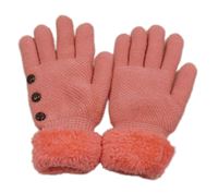Růžové pletené zateplené prstové rukavice 