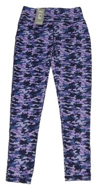 Nové - fialovo-tmavomodré army sportovní legíny Dunnes 