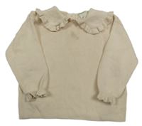 Smetanové pletené triko s volánkem 