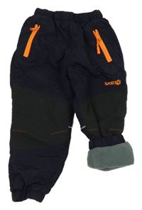 Tmavomodro-šedé šusťákové zateplené kalhoty WOLF