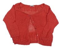 Červený perforovaný lehký propínací crop svetr M&S