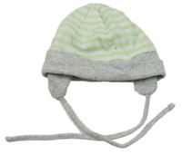 Bílo-zeleno-šedá pruhovaná čepice Topomini