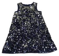 Fialovo-stříbrné flitrové podšité šaty H&M