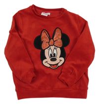 Červená sametová mikina s Minnie Disney