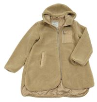 Béžová huňatá podšitá bunda s kapucí Page one young