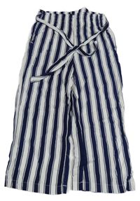 Bílo-tmavomodré pruhované lehké kalhoty s páskem Lily & Dan