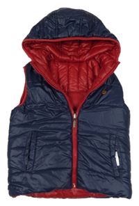 Tmavomodrá šusťáková zateplená oboustranná vesta s kapucí Mayoral