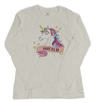 Bílé triko s jednorožcem ovs