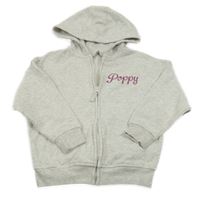 Šedá melírovaná propínací mikina s nápisem a kapucí George