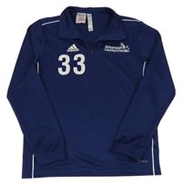 Tmavomodrá sportovní funkční mikina s logem a číslem Adidas