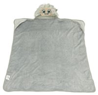 Šedá plyšová deka s kapucí s příšerkou 