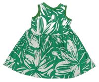 Zeleno-bílé šaty s květinami 