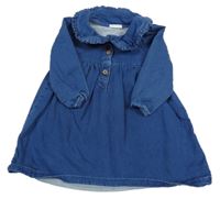 Tmavomodré teplákové šaty riflového vzhledu s límcem F&F