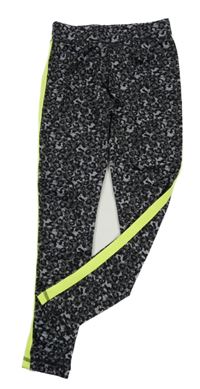 Černo-šedé leopardí sportovní legíny s neonovým pruhem Y.F.K.
