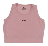 Růžový sportovní crop top s logem Nike