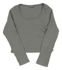 Šedé žebrované crop triko Pep&Co