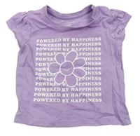 Lila tričko s nápisy a květinou Primark