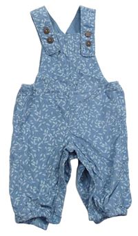 Modré manšestrové podšité laclové kalhoty s listy zn. M&S