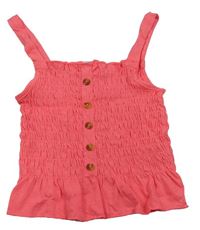 Neonově růžový crop top se žabičkováním Pep&Co