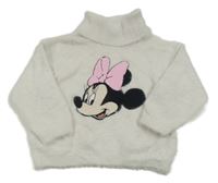 Bílý svetrový chlupatý rolák s Minnie C&A