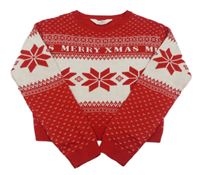 Červeno-bílý crop svetr s norským vzorem H&M
