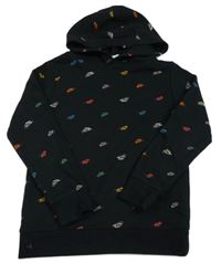 Černá mikina s logy a kapucí Nike