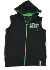 Tmavošedá propínací tepláková vesta s nápisem a kapucí C&A