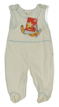 Nové - Bílé sametové dupačky s housenkou 