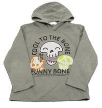 Šedá mikina s lebkami a nápisy a kapucí H&M