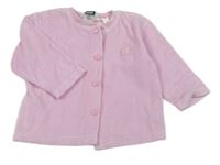 Růžová sametová propínací mikina 