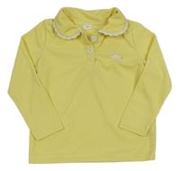 Žluté polo triko s velbloudem a límečkem s krajkou