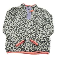 Bílo-šedo-modrá fleecová mikina s leopardím vzorem zn.m