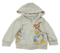 Béžová melírovaná propínací mikina s Donaldem a kapucí Primark