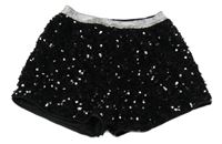 Černé sametové kraťasy s flitry Shein