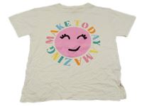 Béžové tričko se smajlíkem Zara