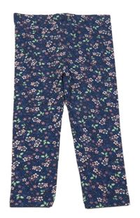 Tmavomodré květované legíny Tu