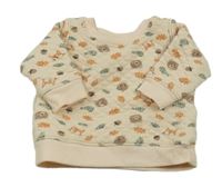 Béžová mikina se zvířátky a listy Ergee