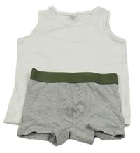 2set - Bílý nátělník + šedé boxerky 