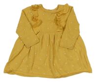 Hořčicové puntíkaté pletené šaty s volánky H&M