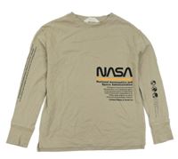 Béžové triko s nápisy - NASA H&M
