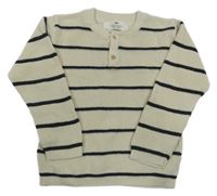 Béžovo-antracitový pruhovaný svetr H&M