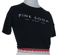Dámské černé crop tričko s logem Pink Soda 