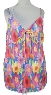 Dámský modro-barevný květovaný plisovaný top Primark 