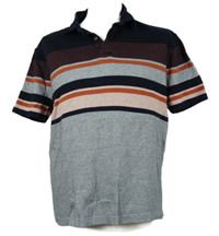 Pánské tmavomodro-červené pruhované polo tričko M&S