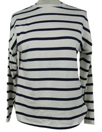 Dámské bílo-tmavomodré pruhované triko F&F